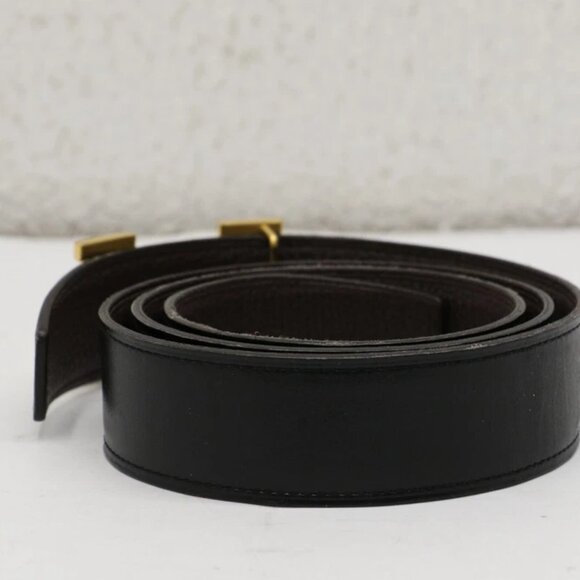 Hermes H Logo Reversible Gold Buckle Black Belt Mens Size 85 - Picture 4 of 12
